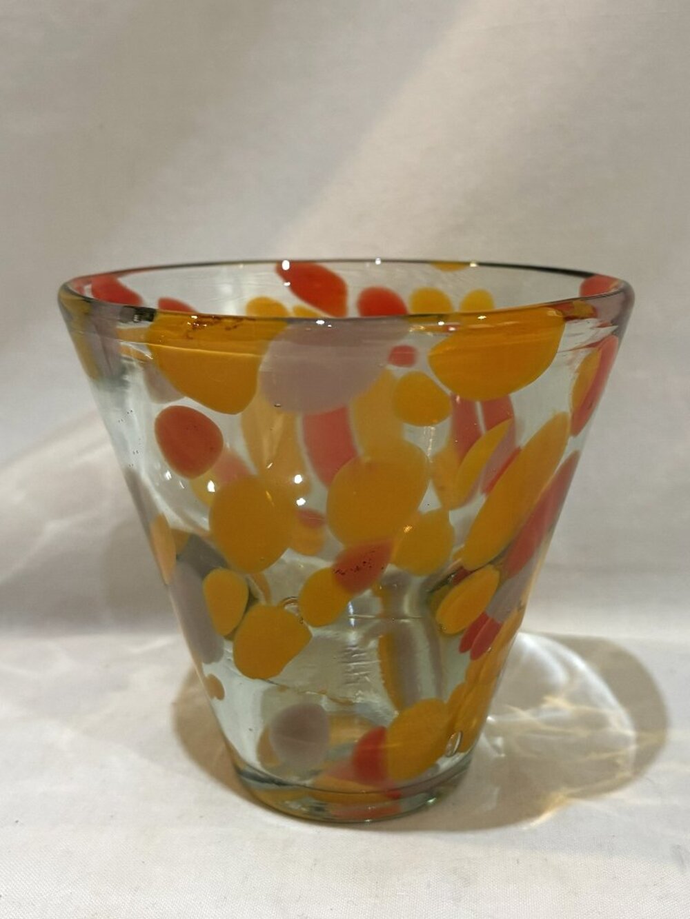 Anthropologie Hand Blown Glass Colorful Spatter Confetti Drinking Glass Tumbler